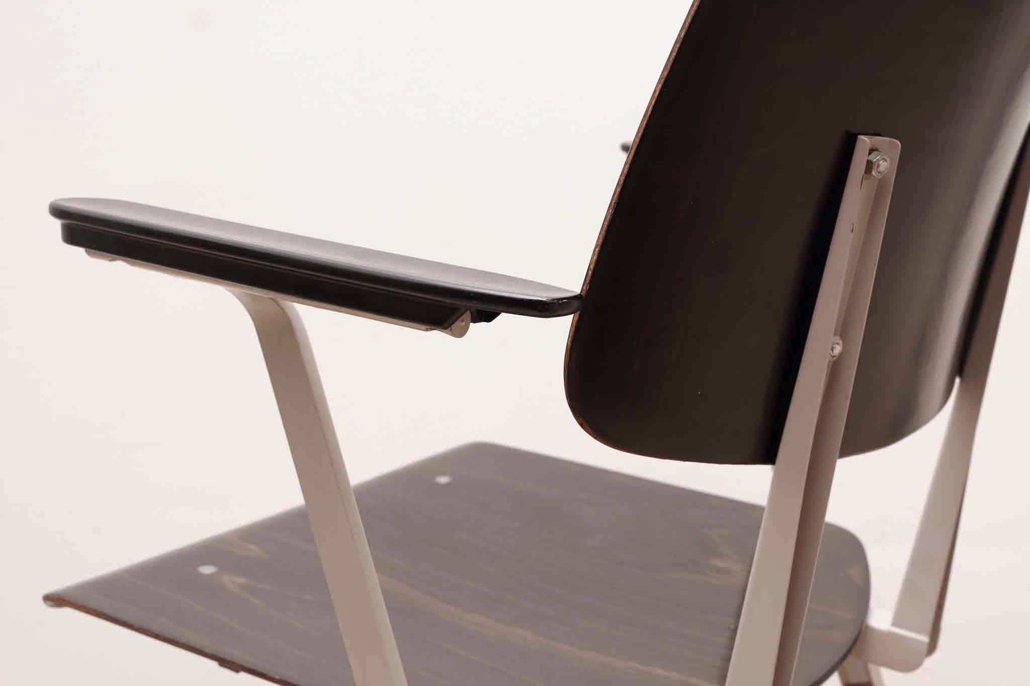 Chaise vintage Galvanitas S17 avec accoudoirs ébène et gris