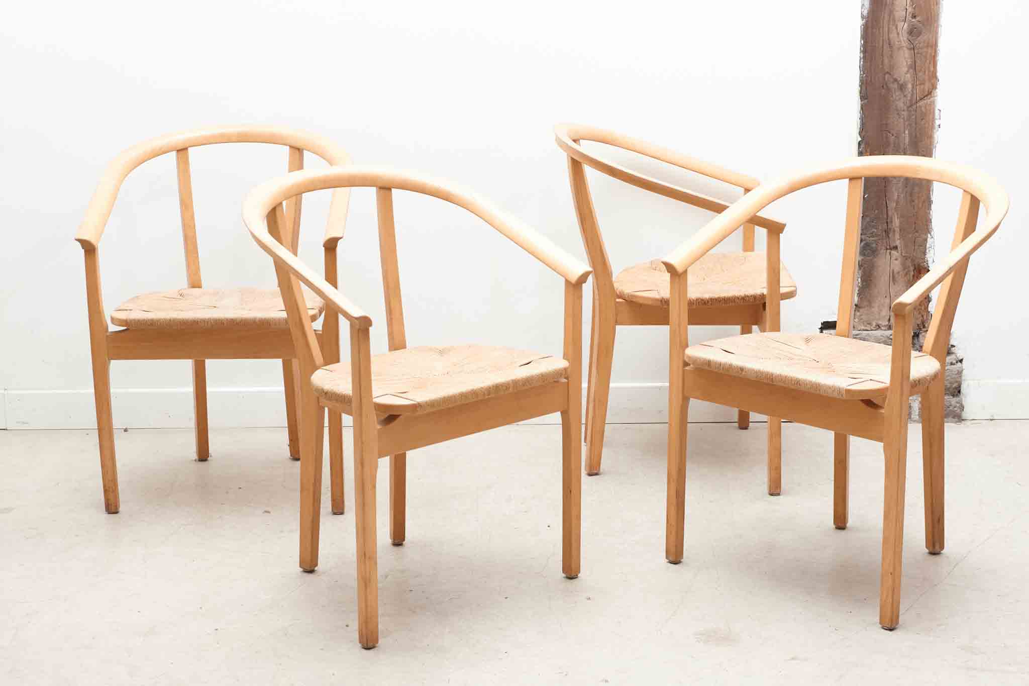 Lot de 4 chaises scandinave paillées