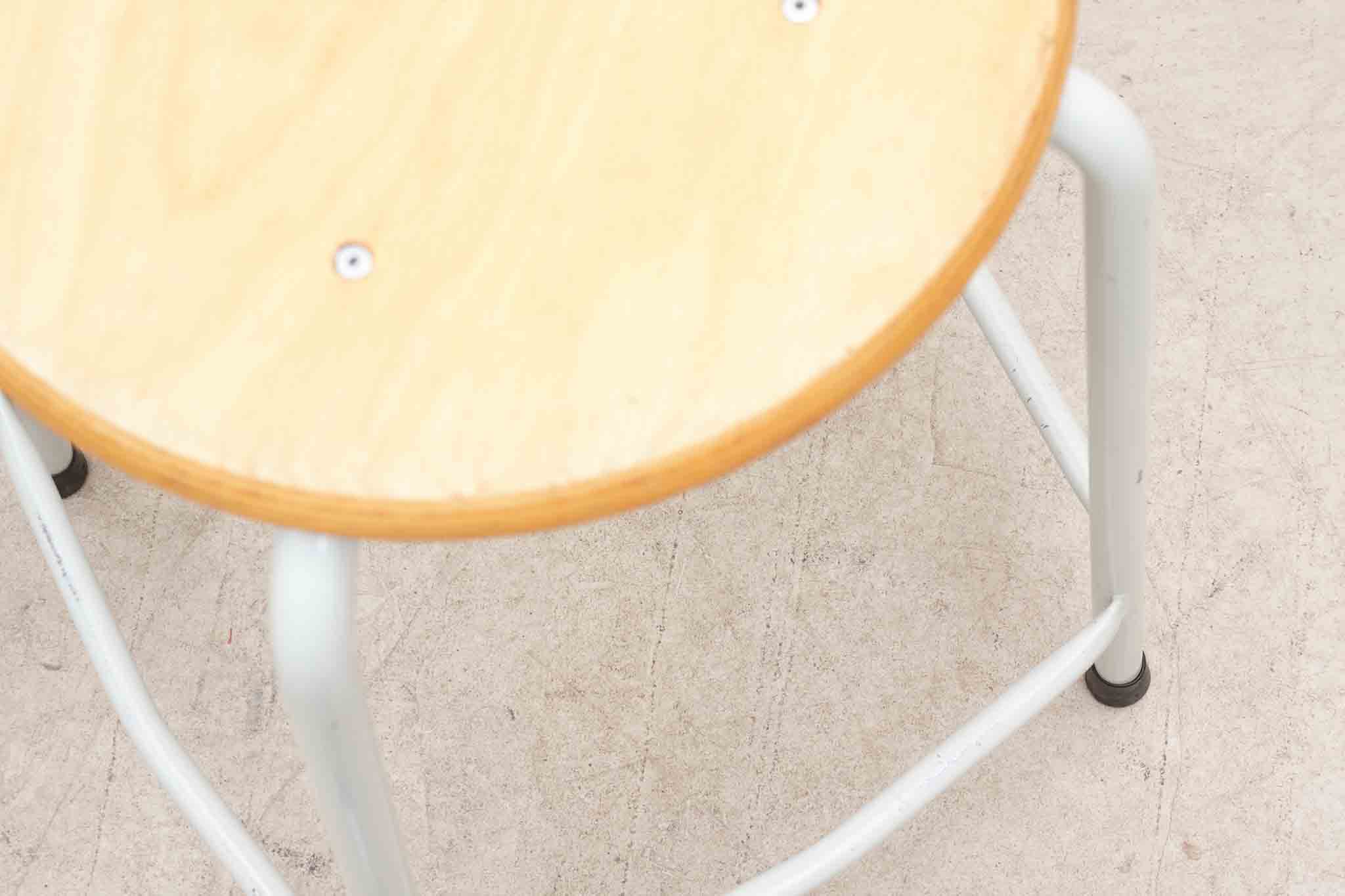 Tabouret mi-haut chêne et blanc