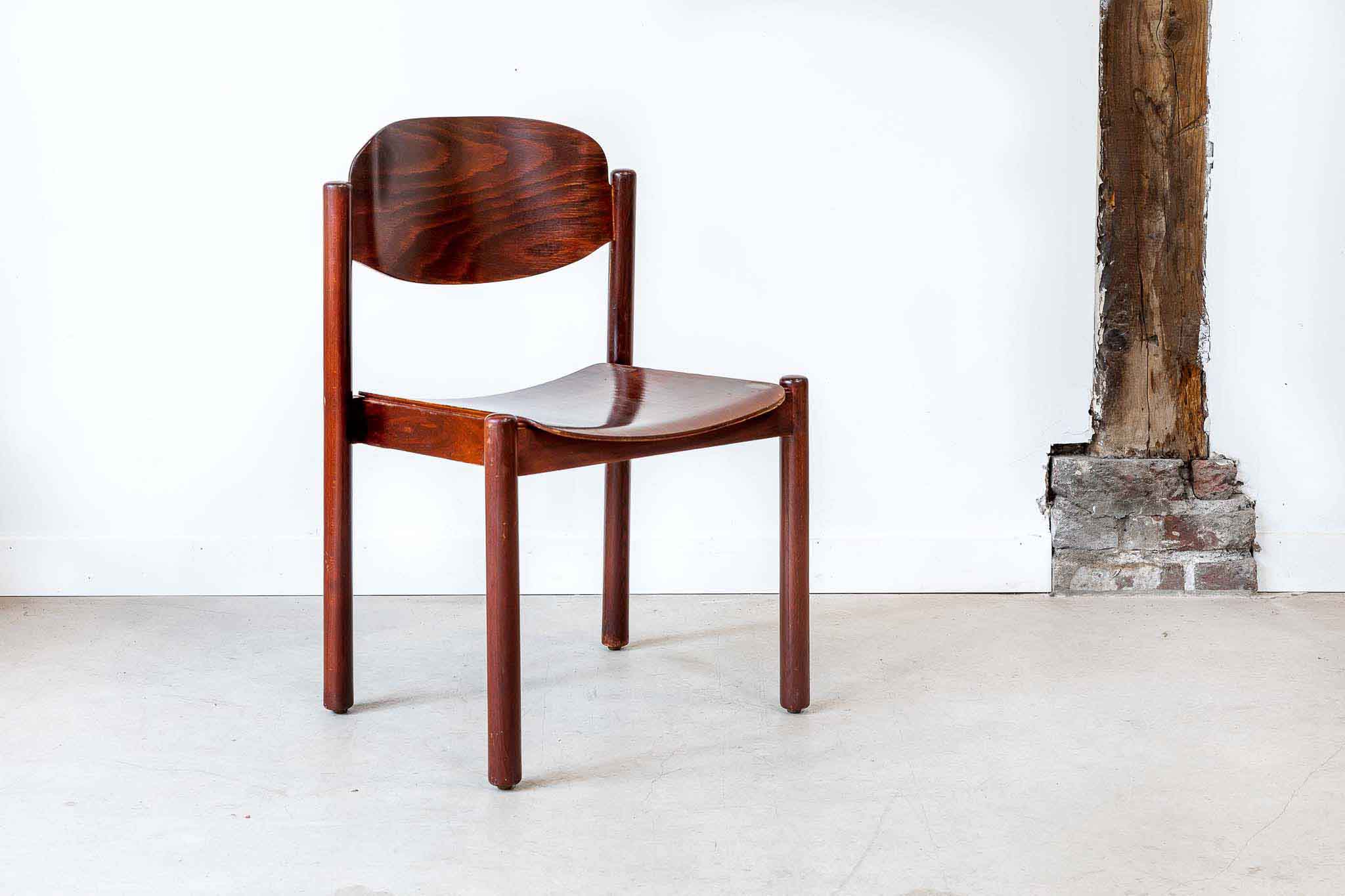Chaise style scandinave acajou profond