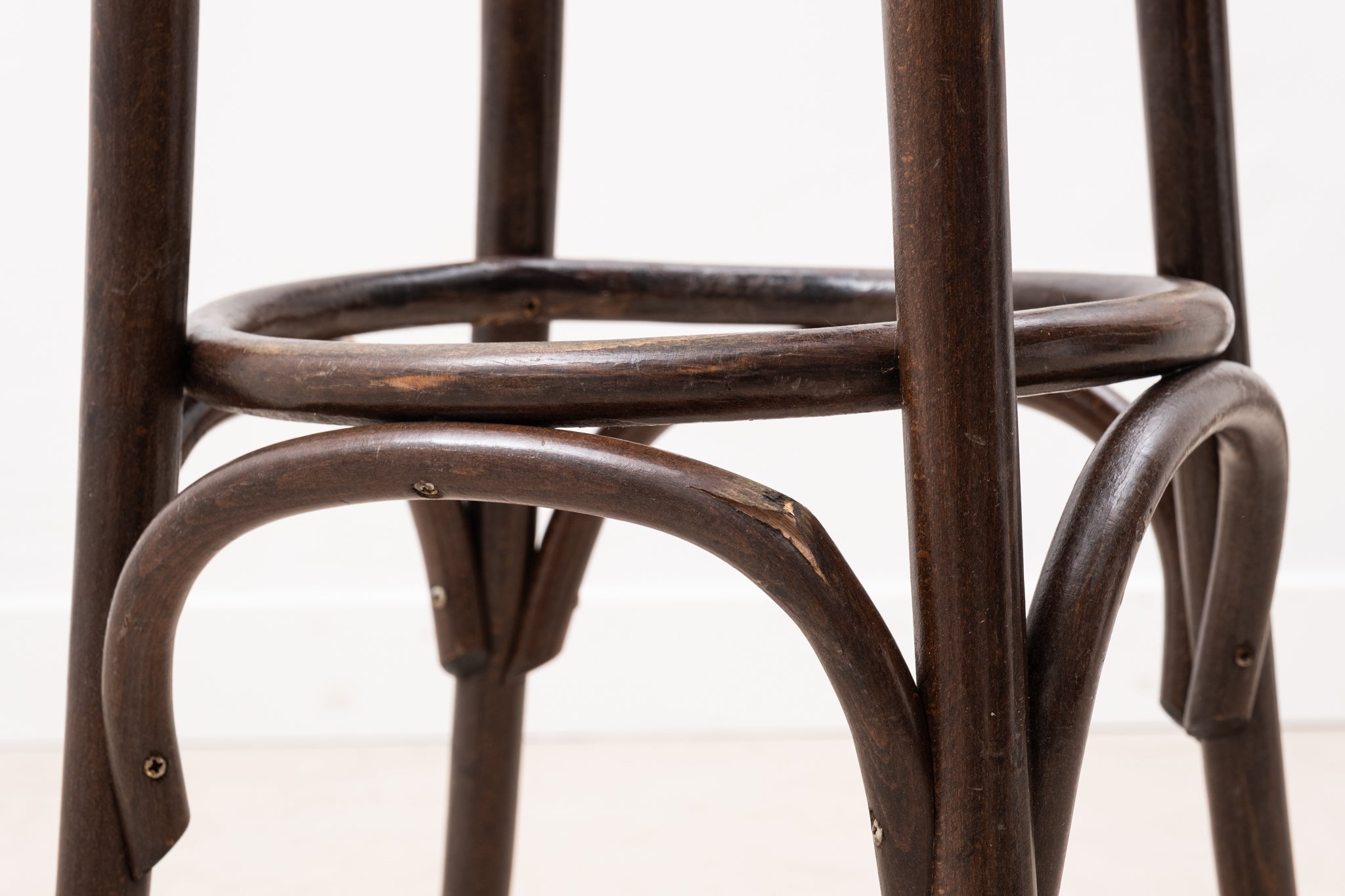 Thonet style brown bar stool