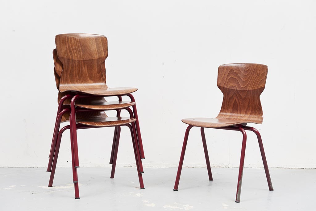 Eromes chair oak / carmine