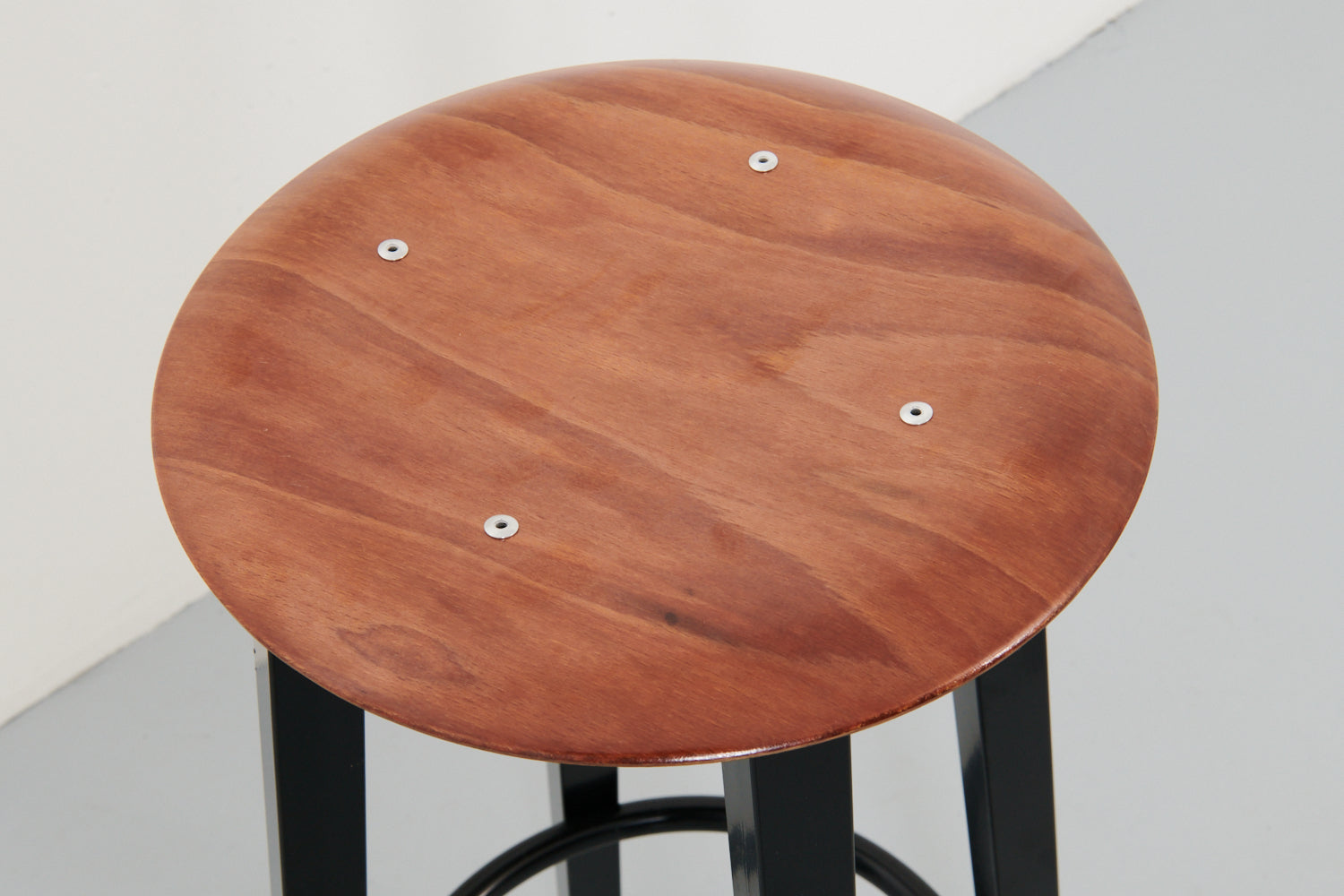 Vintage black metal and wood bar stool