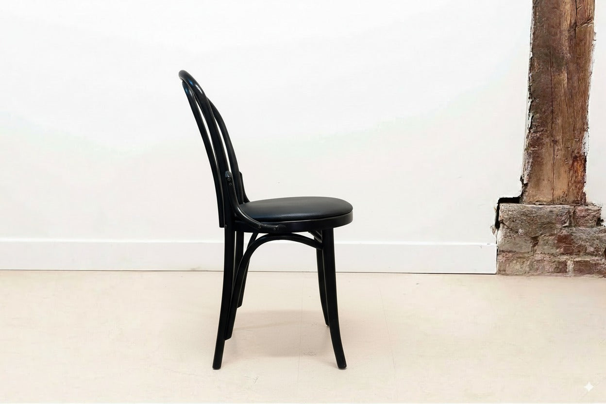 Chaise bistrot style Thonet Satelliet n°18 noir tapissée
