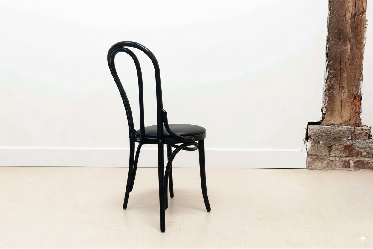 Chaise bistrot style Thonet Satelliet n°18 noir tapissée
