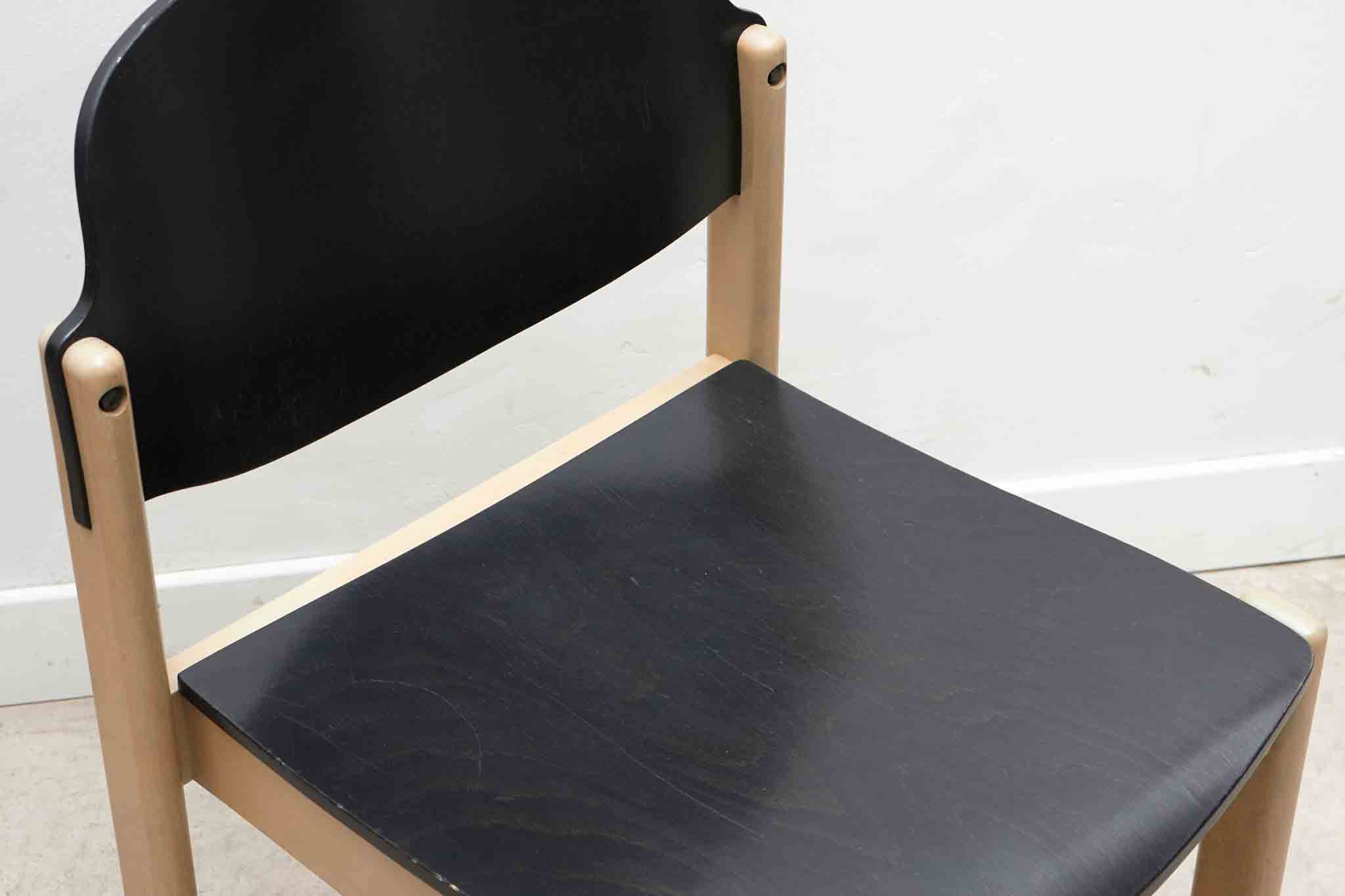 Chaise bois courbé années 70 Allemagne, noir et hêtre