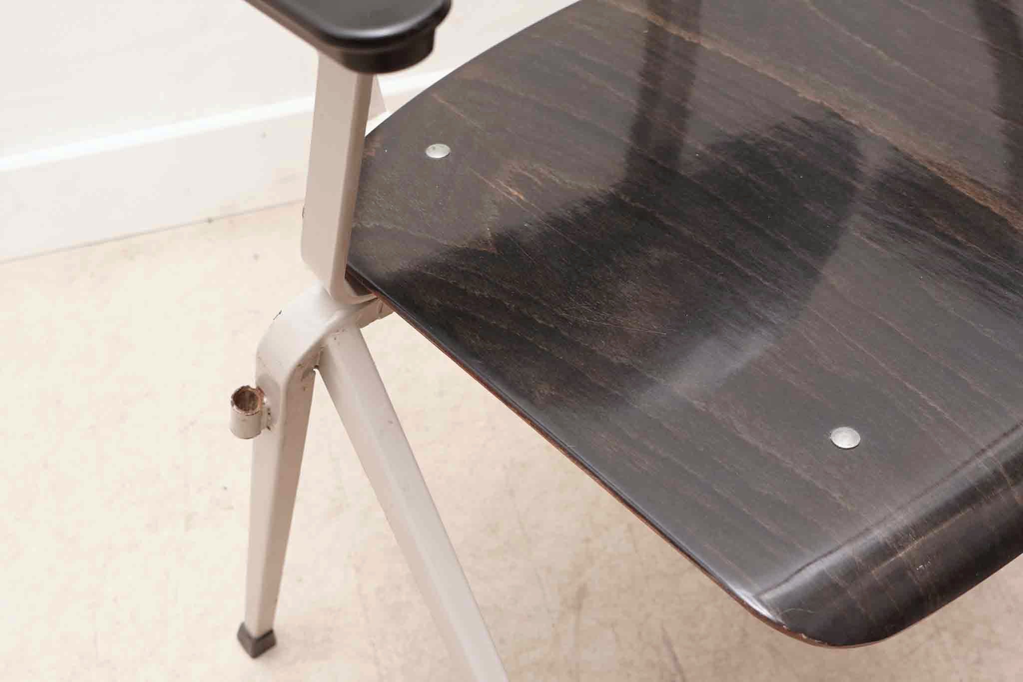 Chaise vintage Galvanitas S17 avec accoudoirs ébène et gris