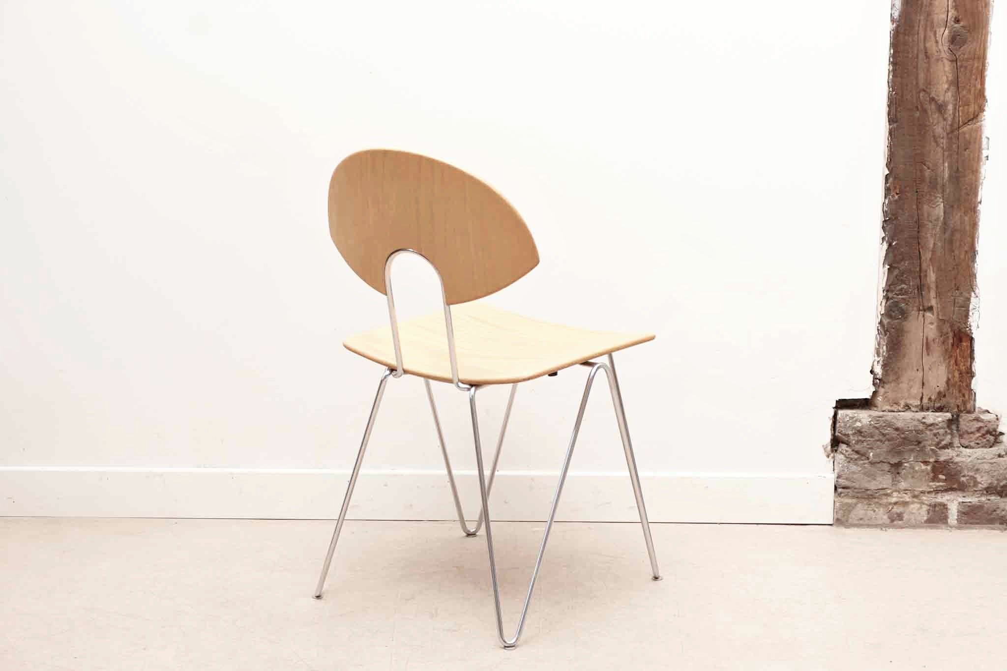 Chaise Mikado 1800 hêtre et chrome par Kusch & Co