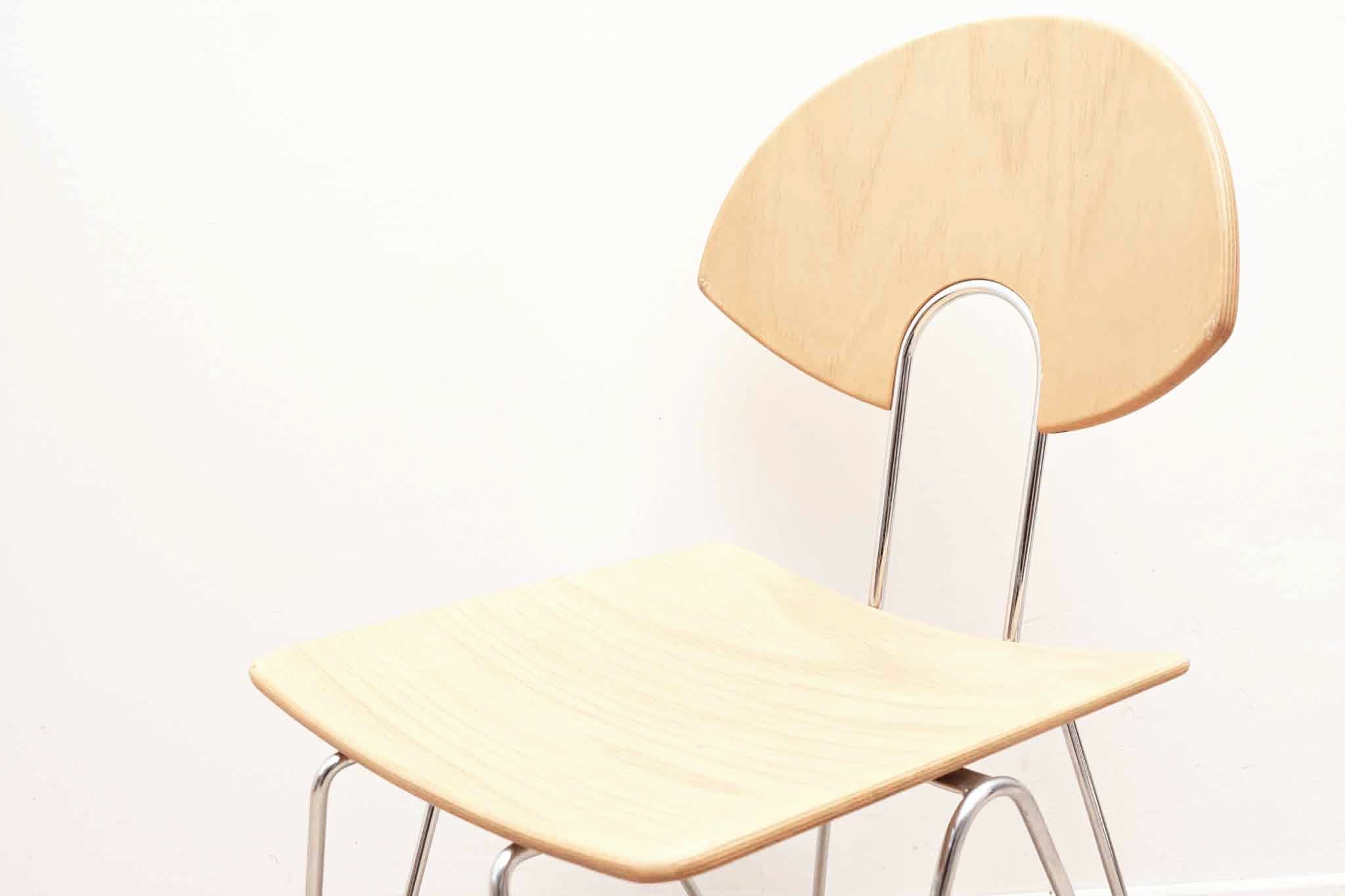 Chaise Mikado 1800 hêtre et chrome par Kusch & Co