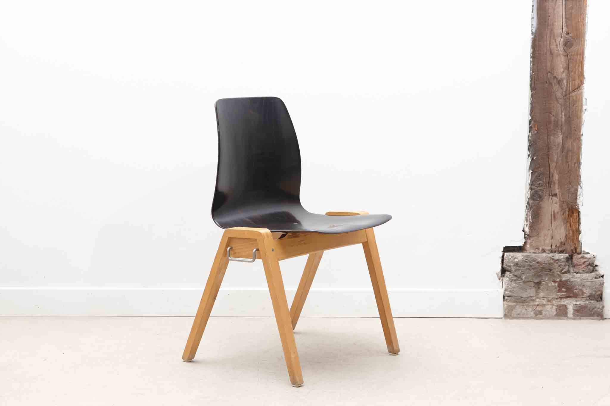Chaise bistrot empilable Pagholz ébène et hêtre