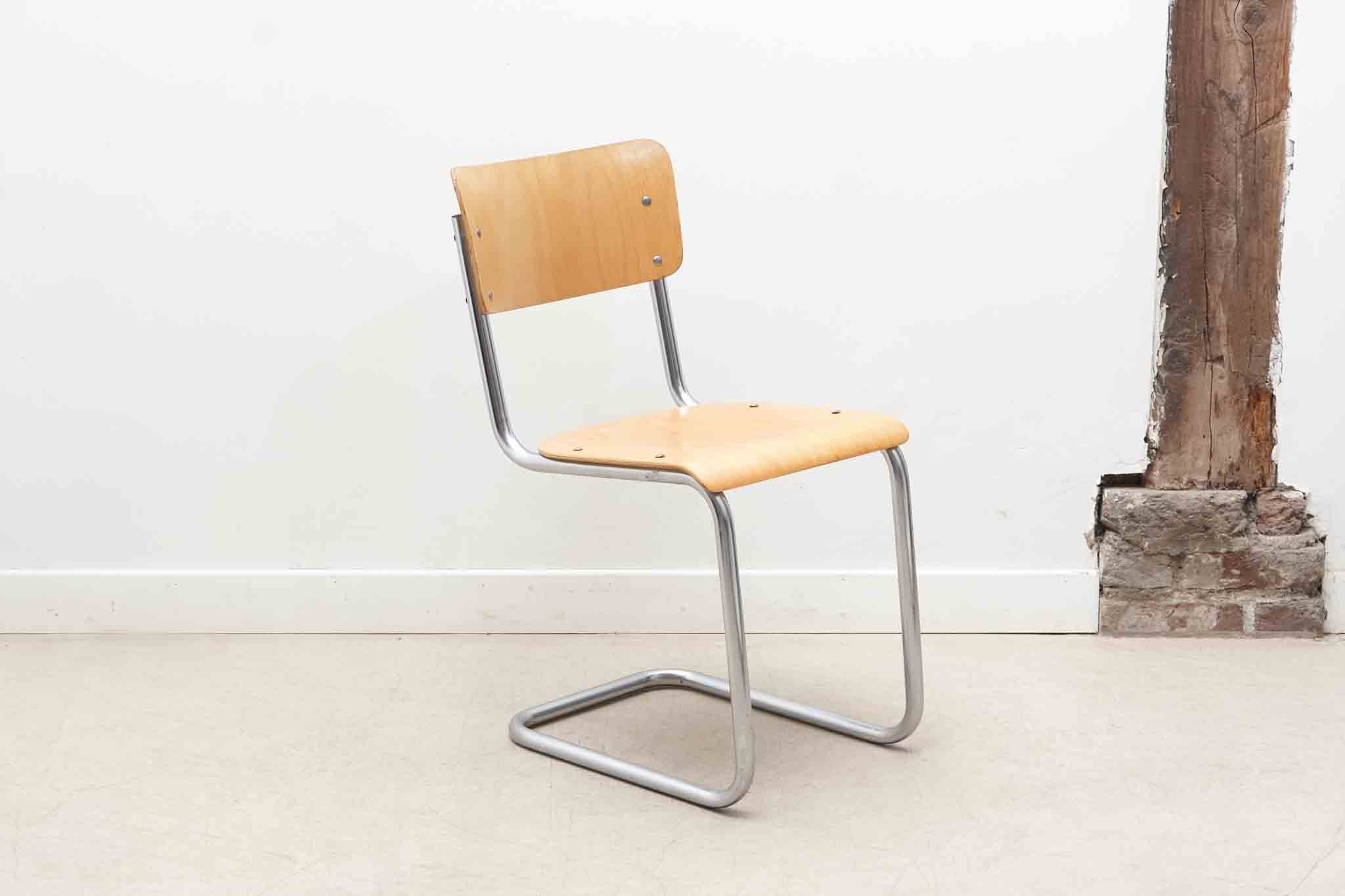 Chaise style Cesca B32 chêne et chrome