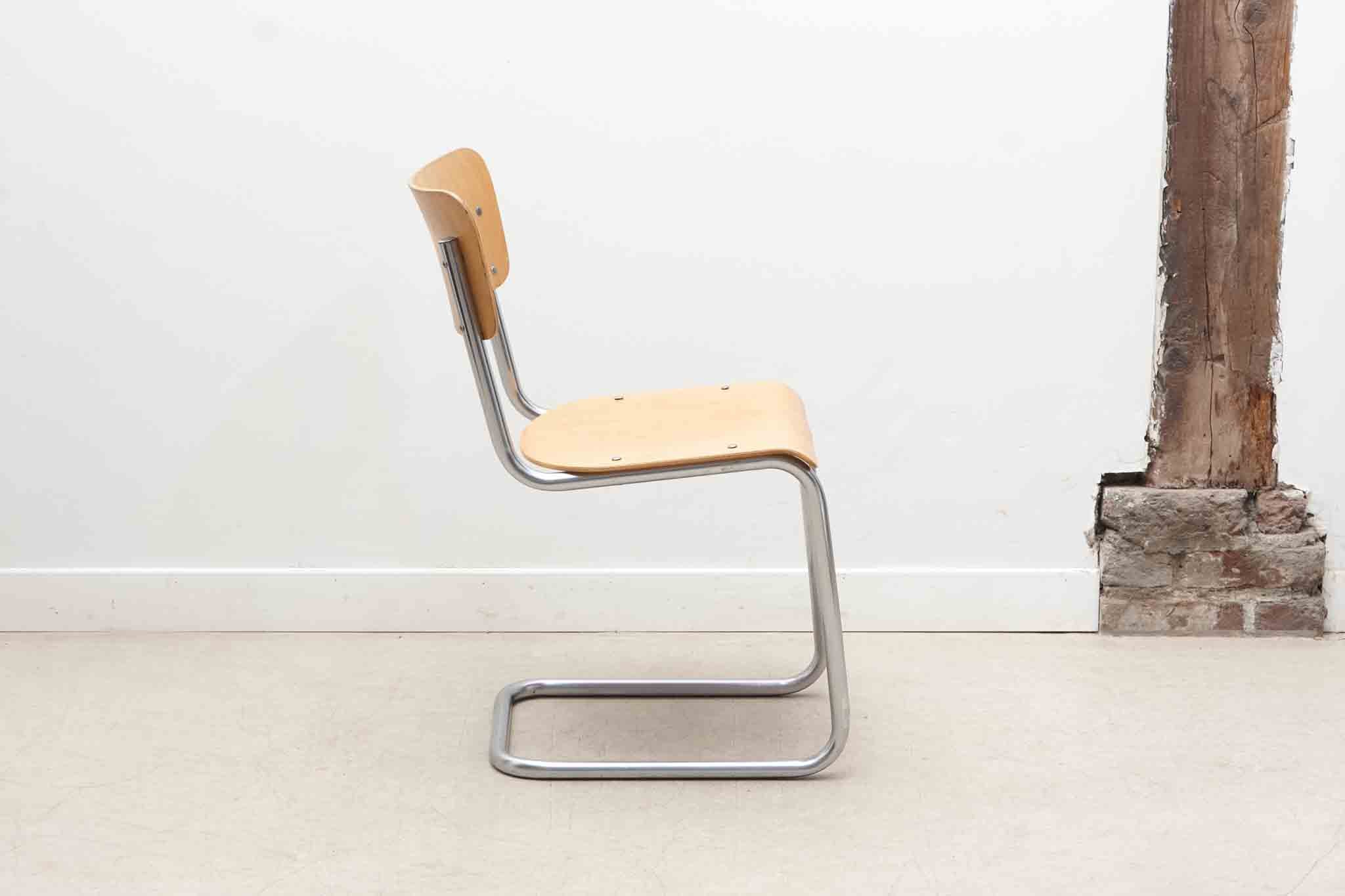 Chaise style Cesca B32 chêne et chrome