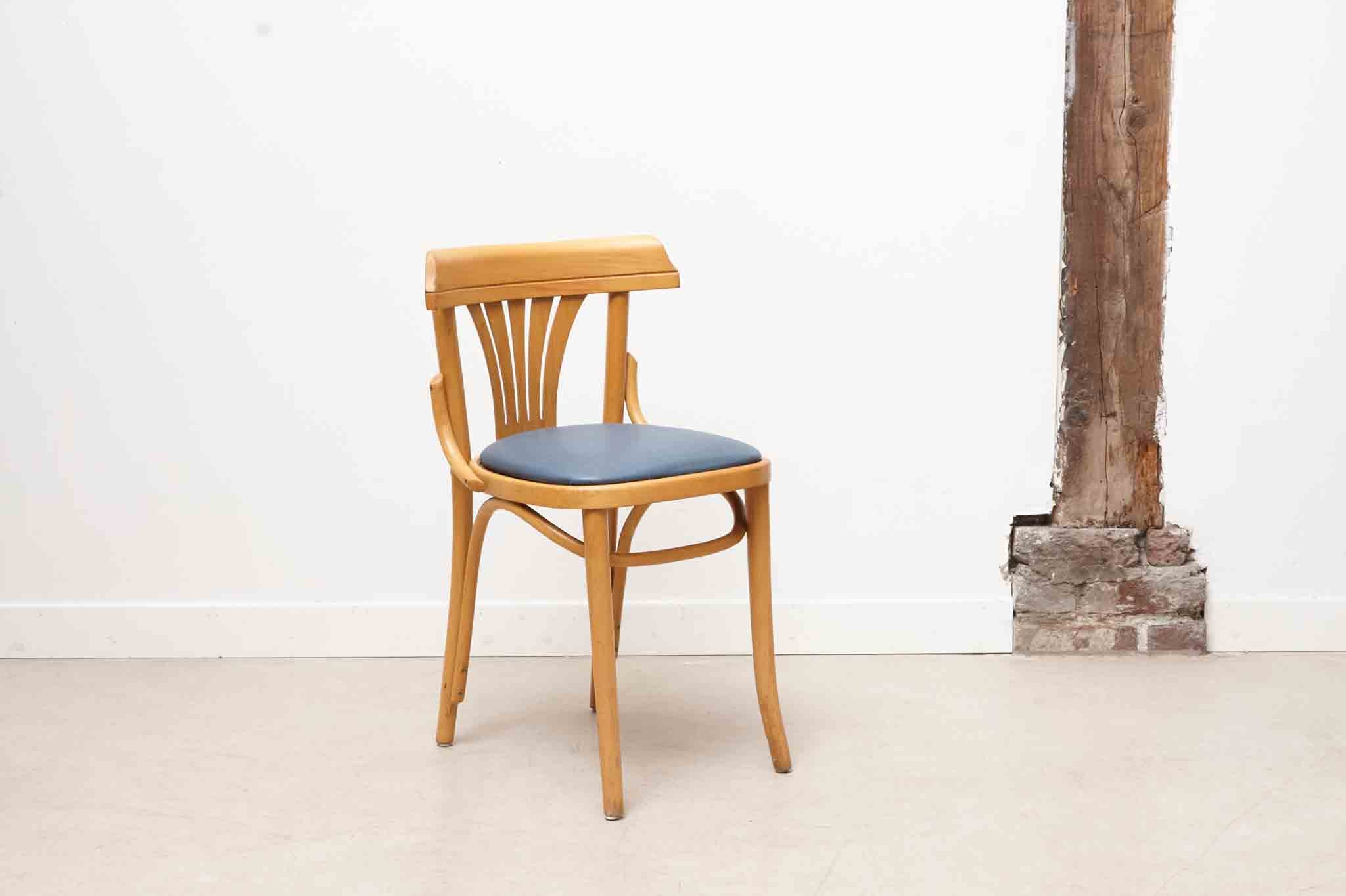 Upholstered bistro chair oak / cognac