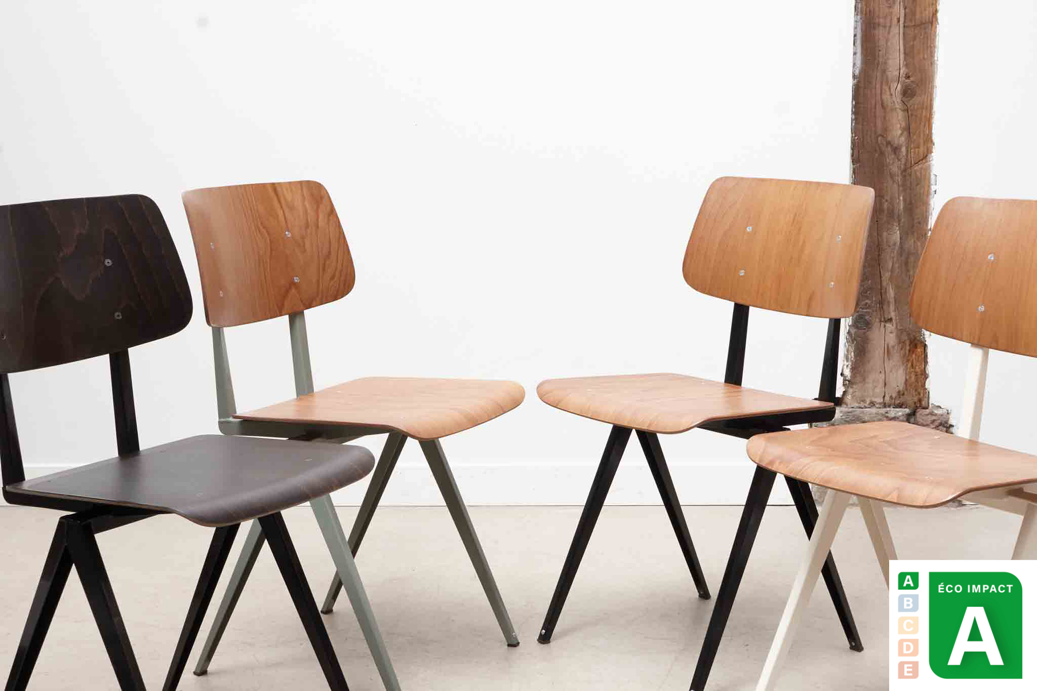 Pair of S16 chairs by Galvanitas - black/black - Reissue