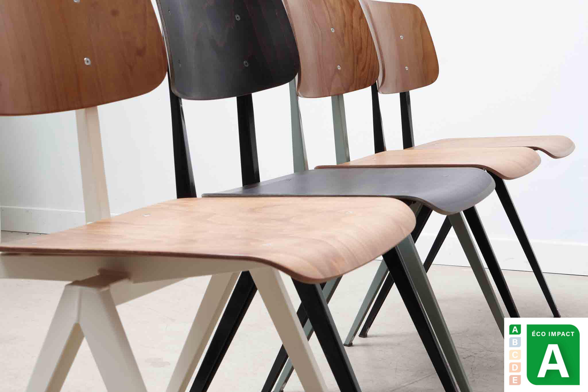 Pair of S16 chairs by Galvanitas - black/black - Reissue