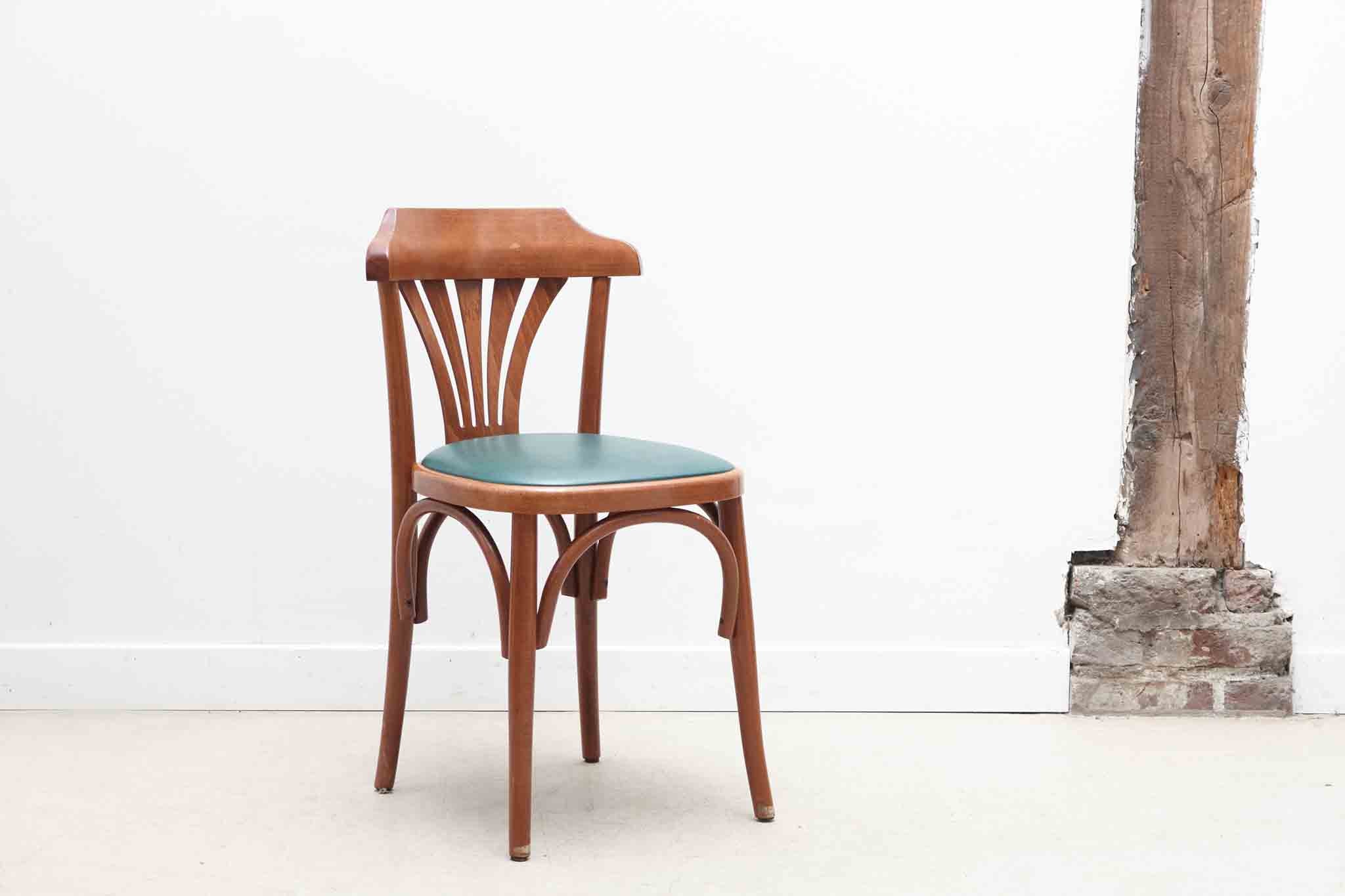 Upholstered bistro chair oak / cognac