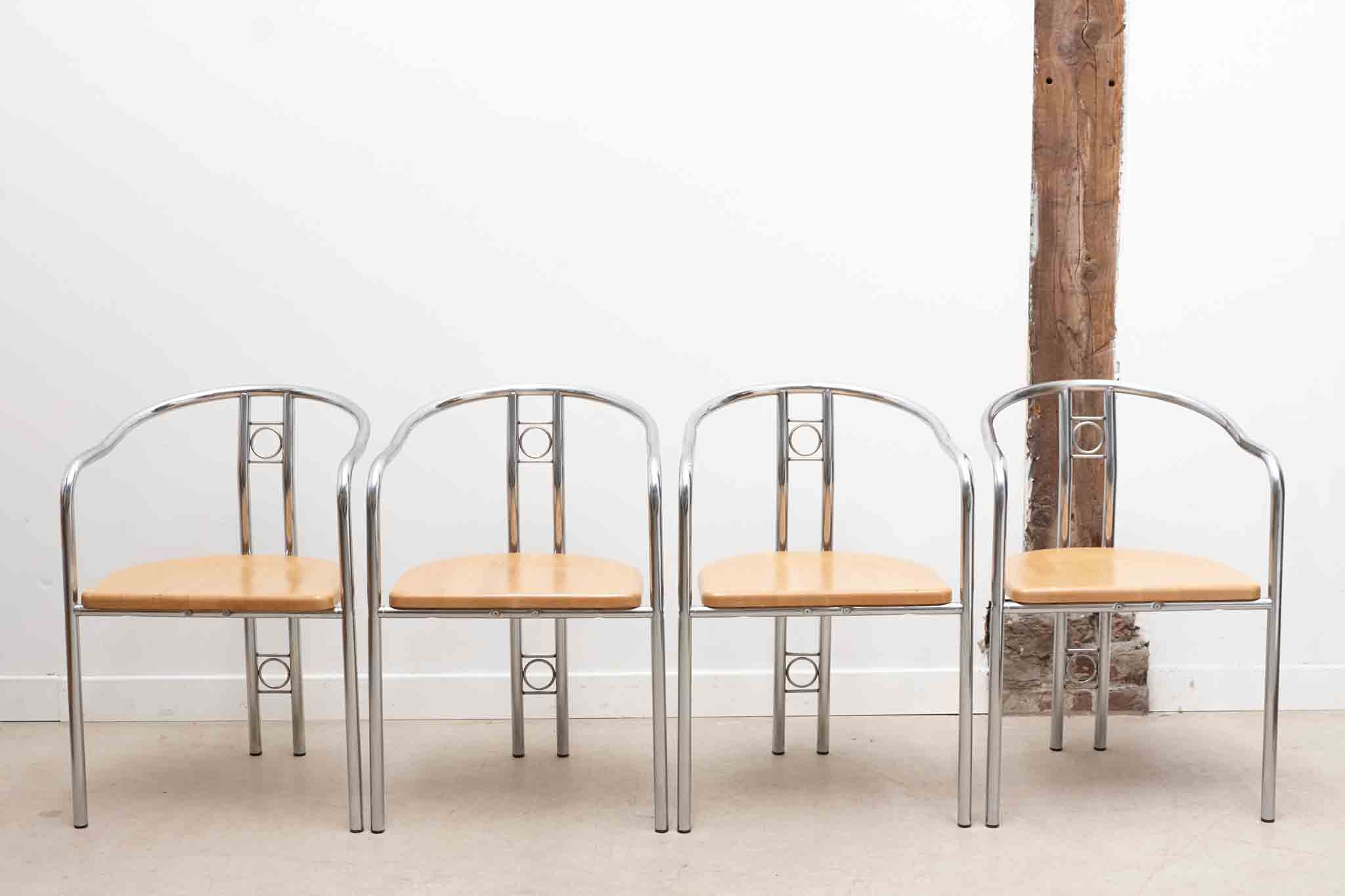 Chaise scandinave chrome / bois
