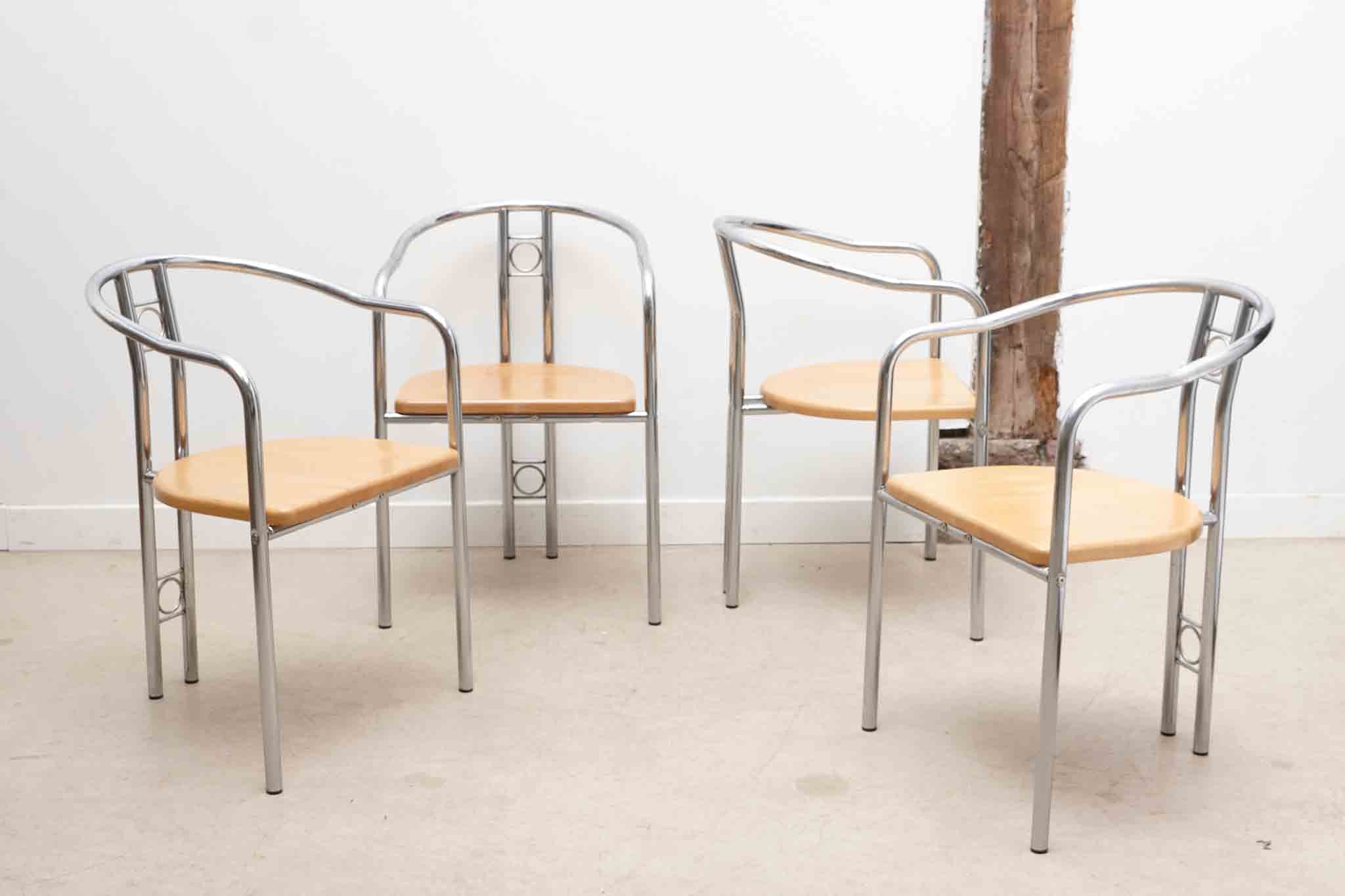 Chaise scandinave chrome / bois