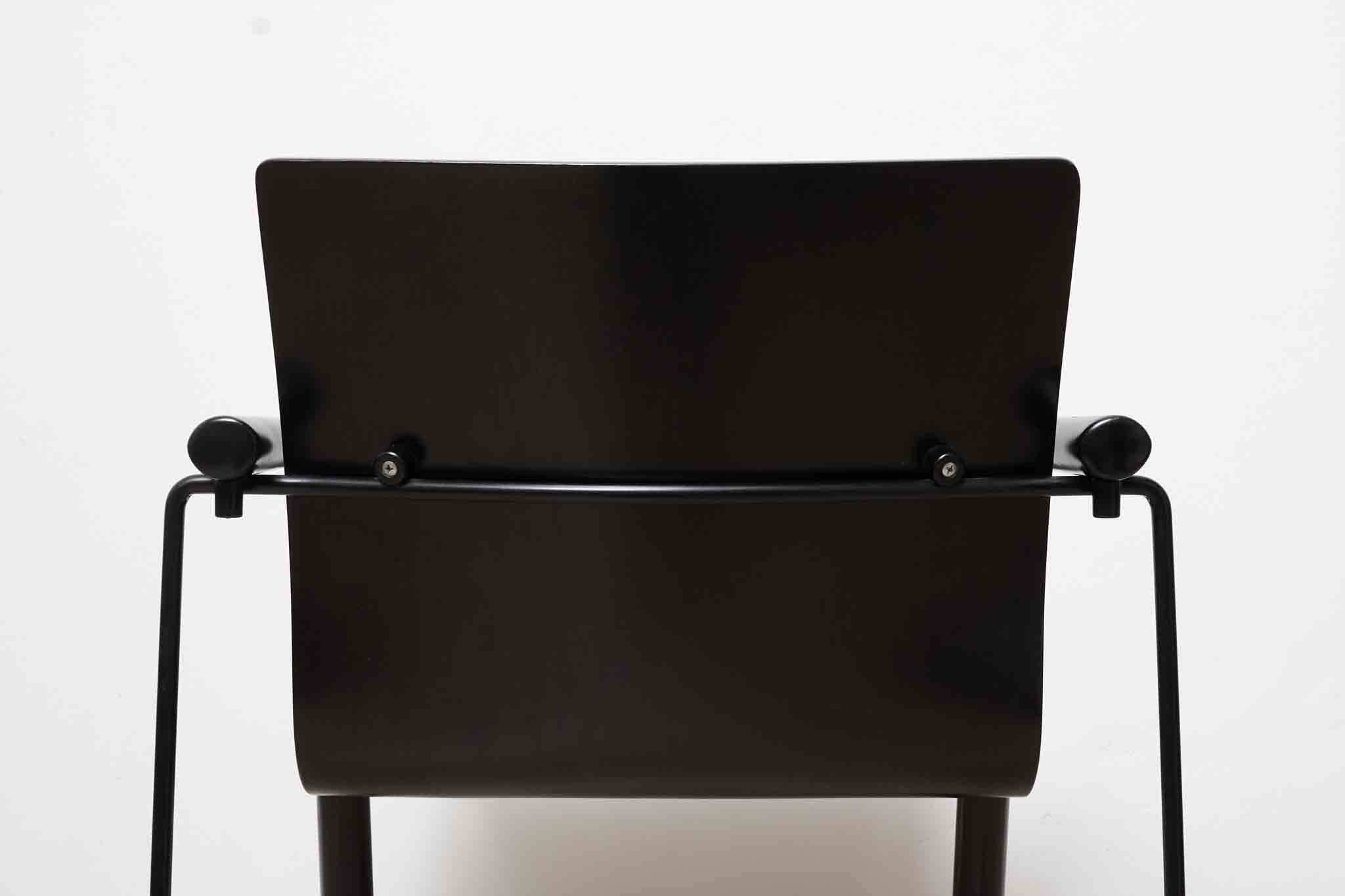 Thonet S320 armchair in sky blue wood with white armrests