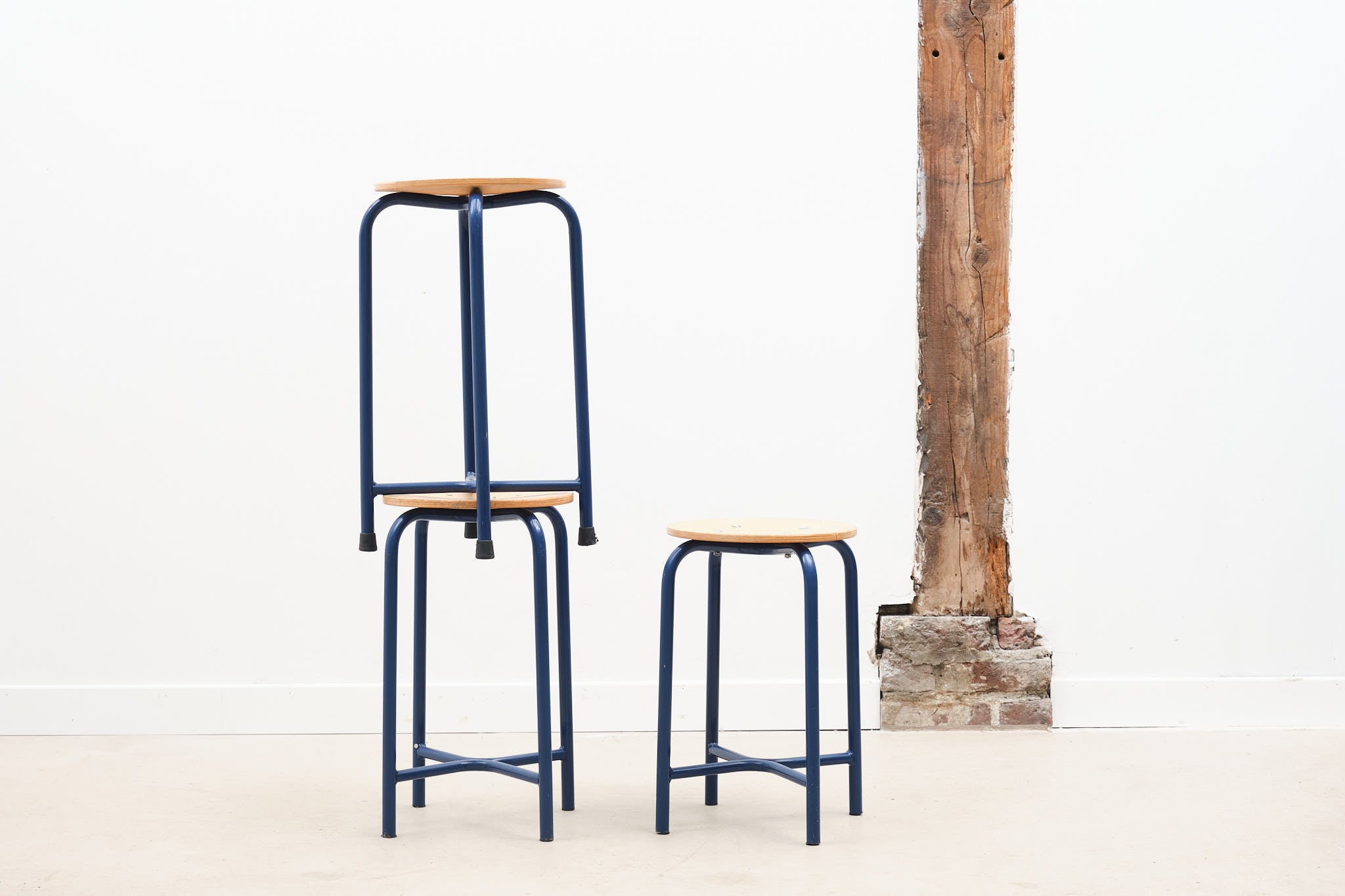 Blue low stool in x