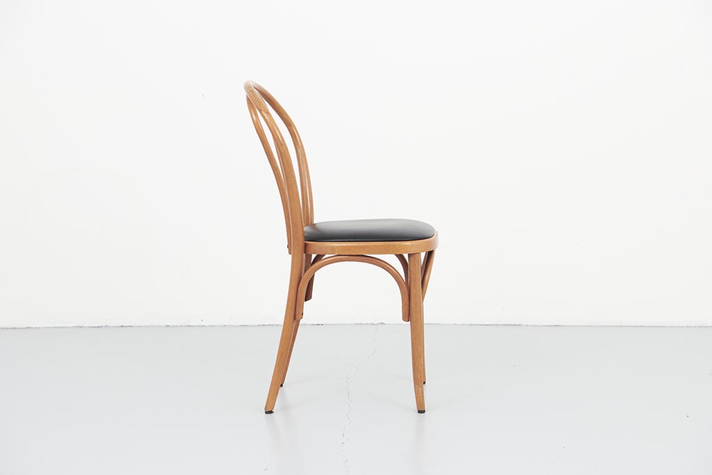 Thonet style bistro chair black faux leather