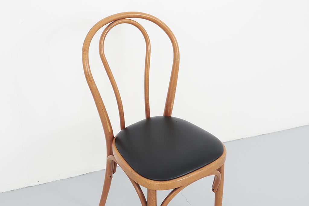 Thonet style bistro chair black faux leather