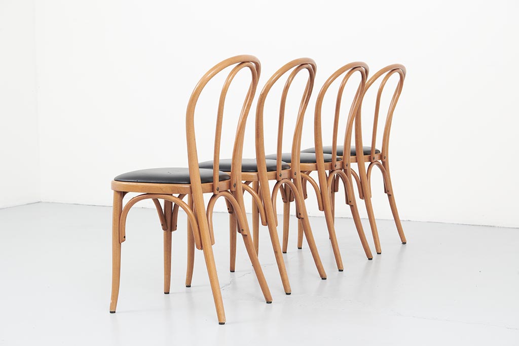 Thonet style bistro chair black faux leather