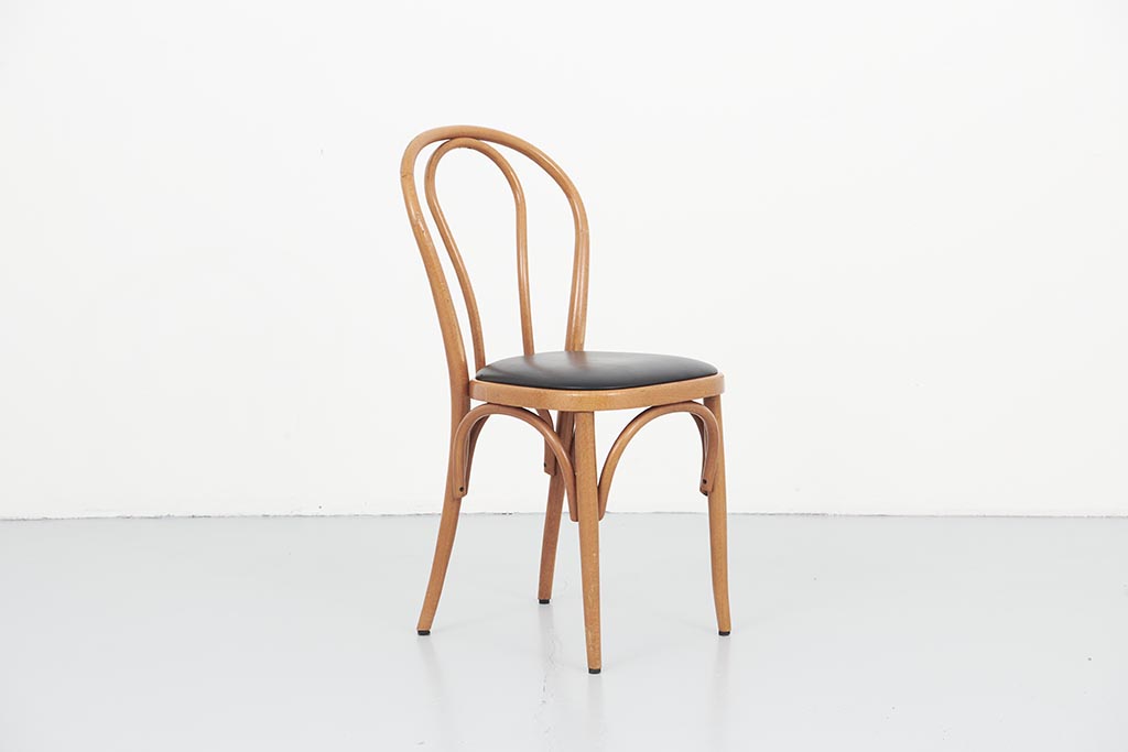 Thonet style bistro chair black faux leather