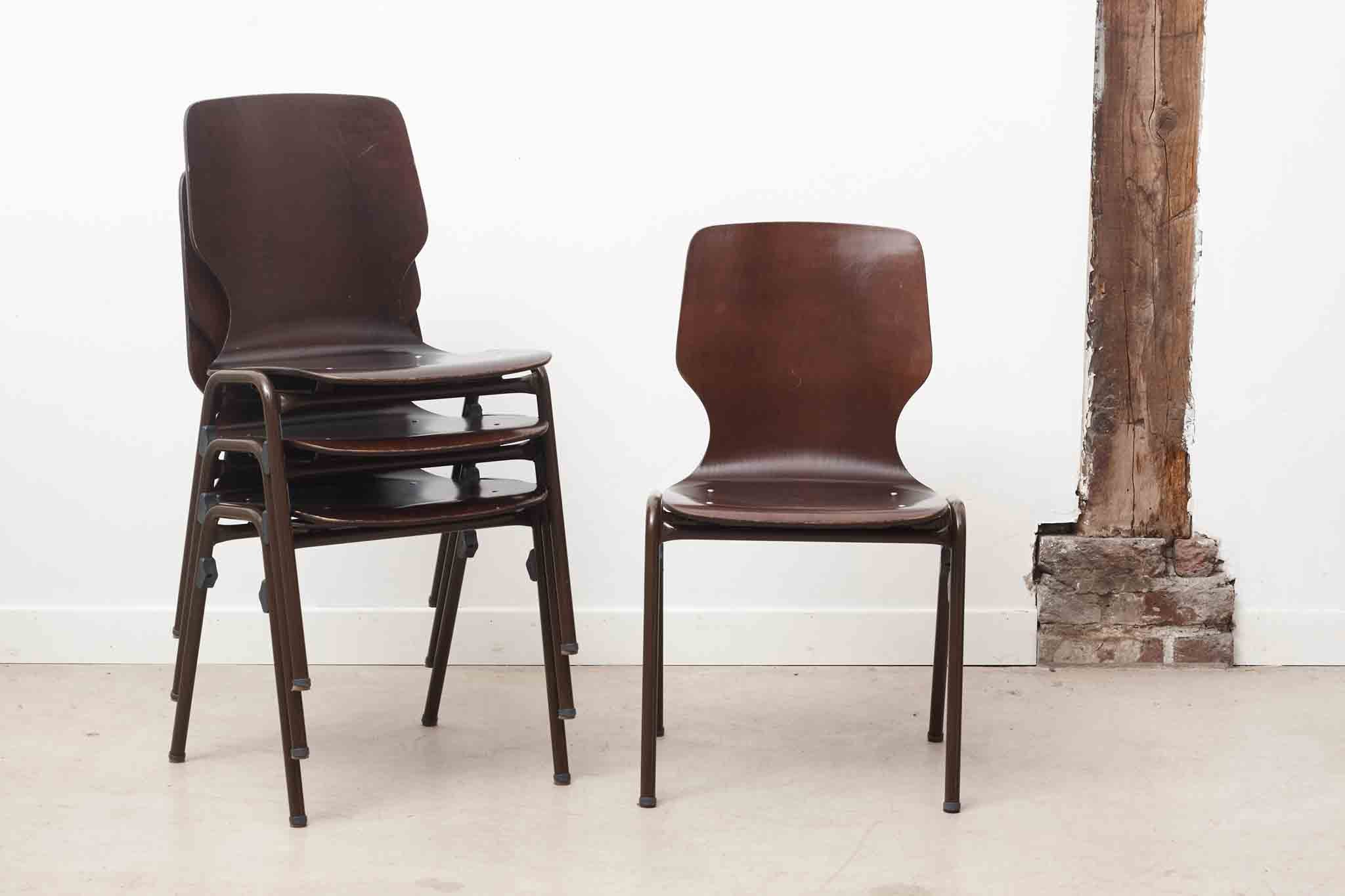 Chaise bistrot échancrée chêne et marron
