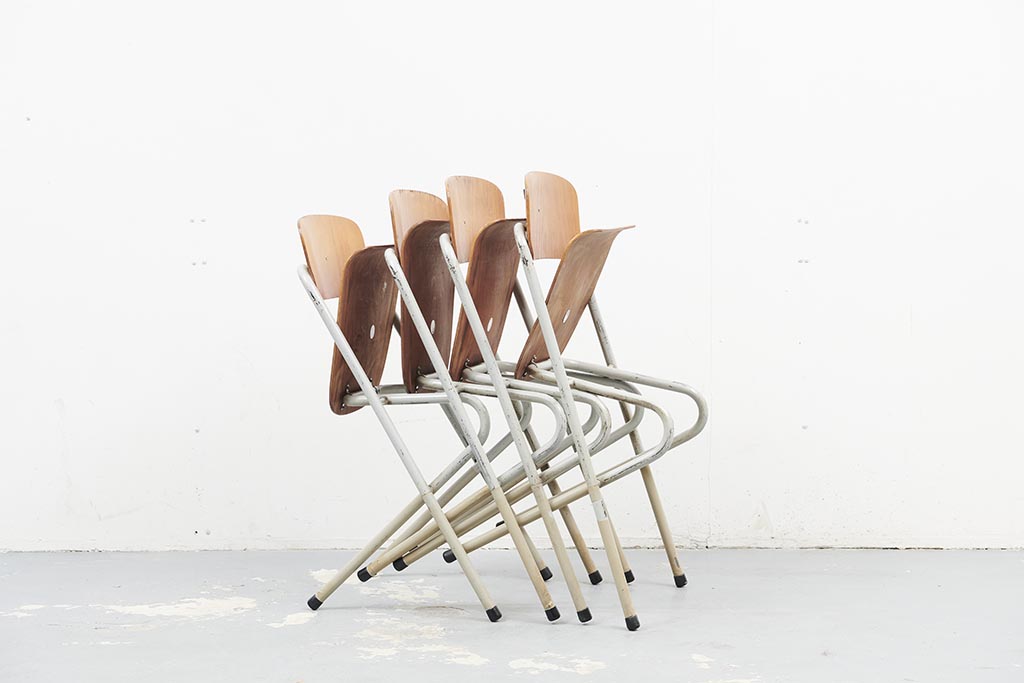 Aluflex style folding beech chair