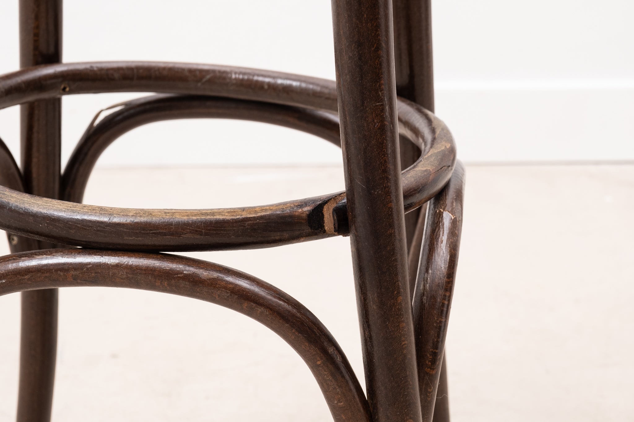 Thonet style brown bar stool