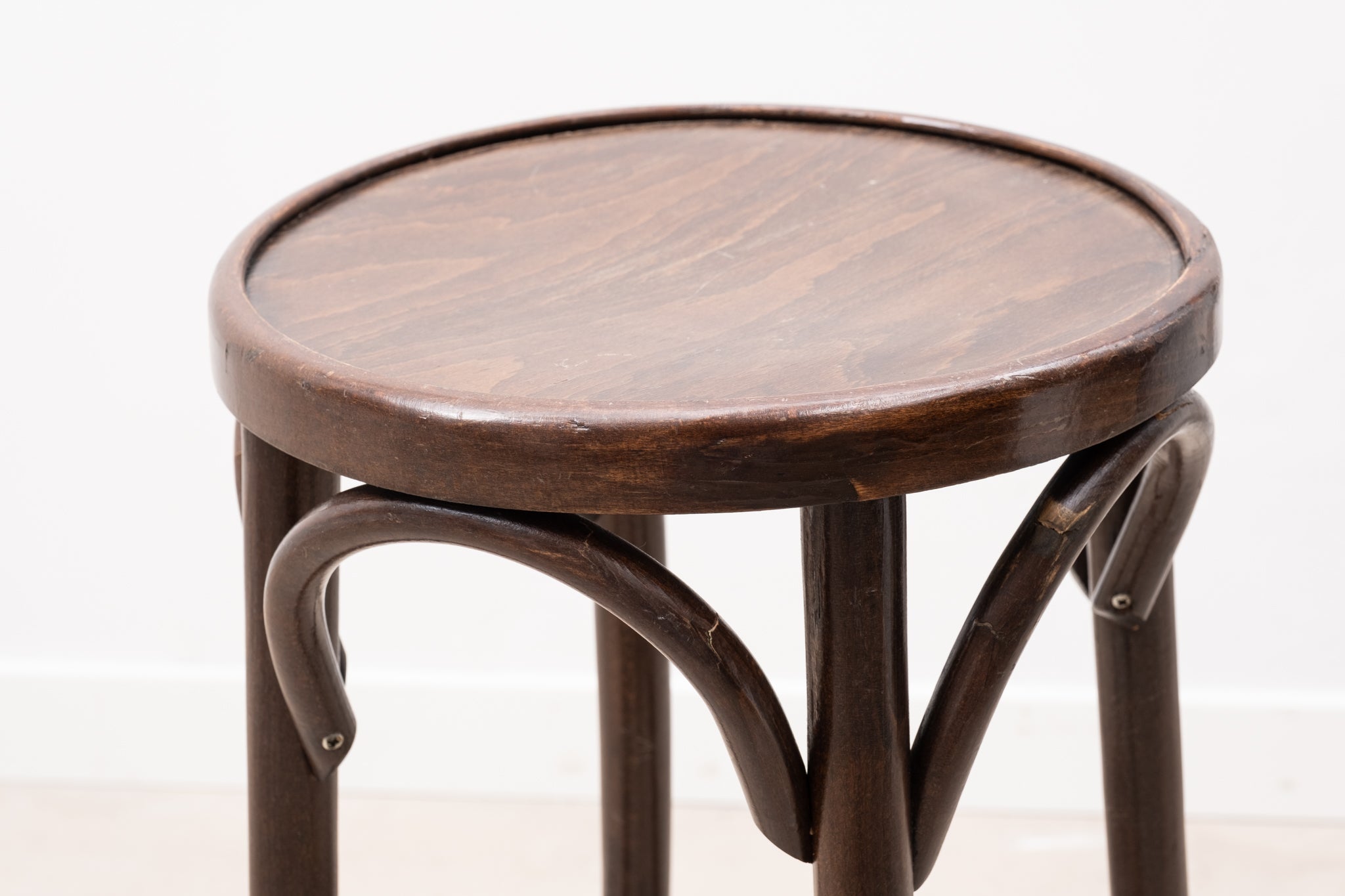 Thonet style brown bar stool