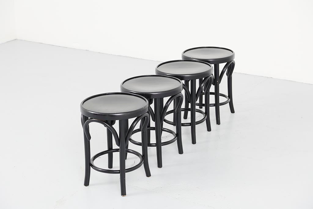 Thonet style low black stool