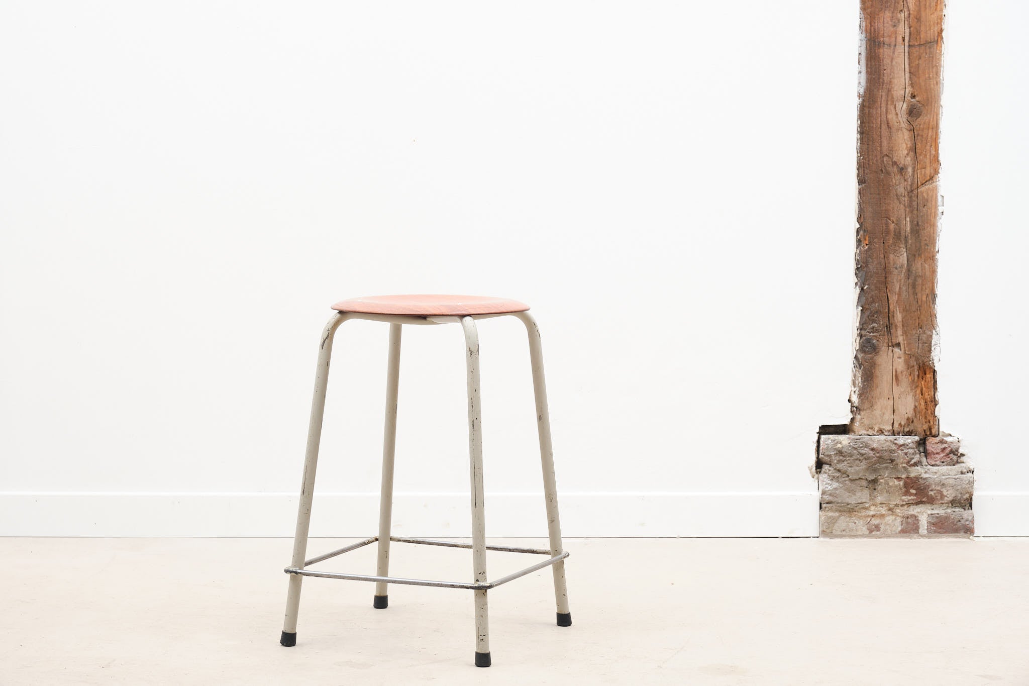 Vintage pagholz stool oak / gray